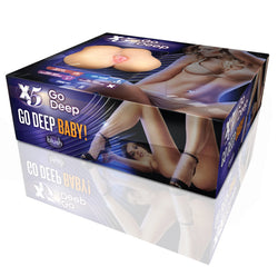 Product packaging with a stylized image of a woman and text 'X5 Go Deep' on a white background.