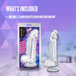 Naturally Yours Bling Sparkling Dildo Clear 7.5"