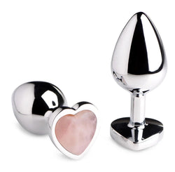 BS Gemstone Rose Quartz Heart Anal Plug Large