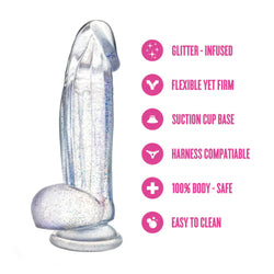 Naturally Yours Bling Sparkling Dildo Clear 7.5"