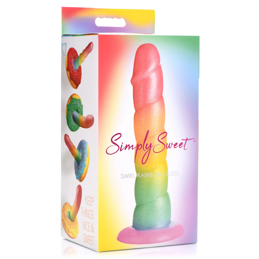 Simply Sweet Swirl Rainbow Dildo 6.6 inch