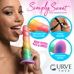 Simply Sweet Swirl Rainbow Dildo 6.6 inch