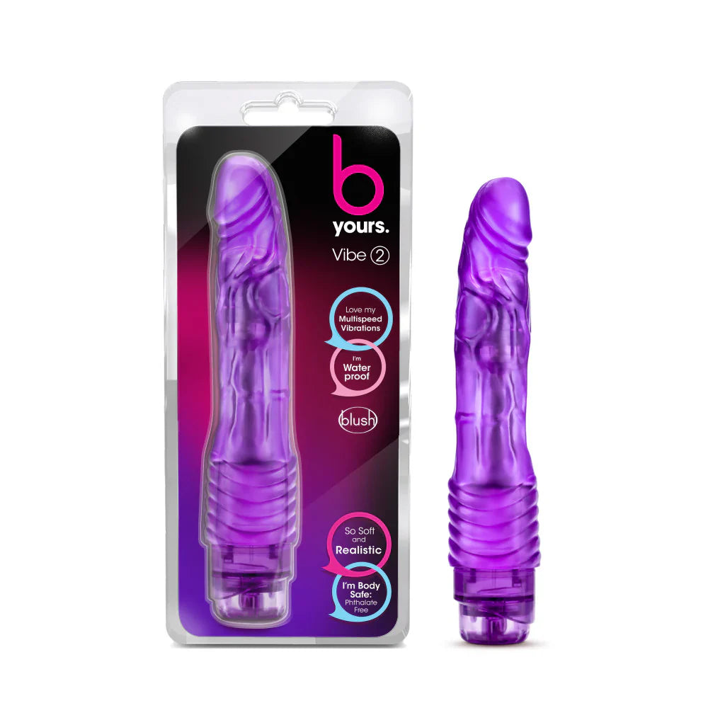 B Yours Vibe #2 Vibrating Dildo Purple 9-Inch