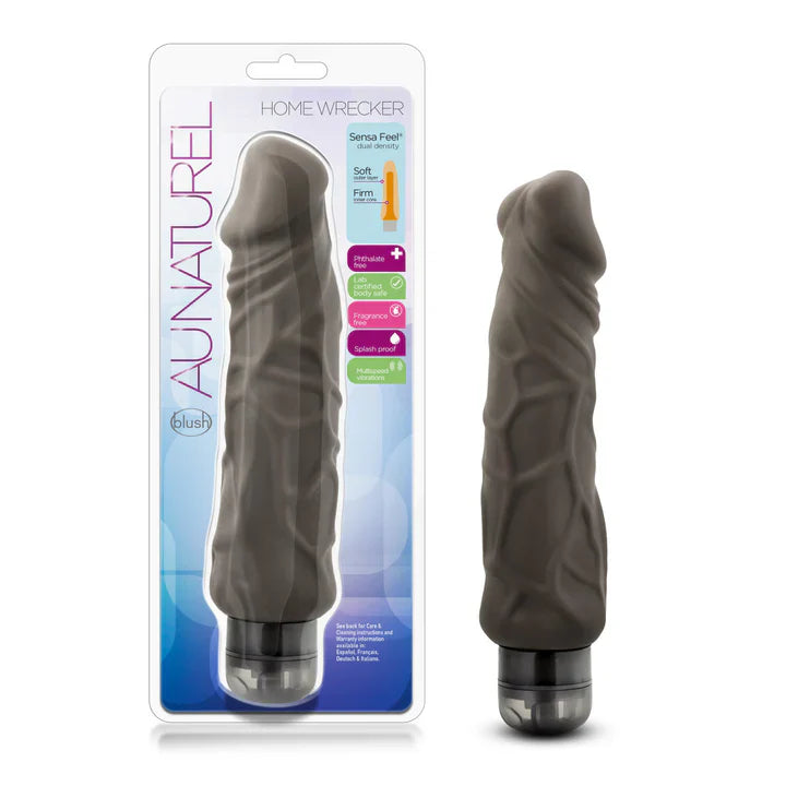 Au Naturel Home Wrecker Vibrating Dildo Brown 9.25"