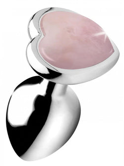 BS Gemstone Rose Quartz Heart Anal Plug Large
