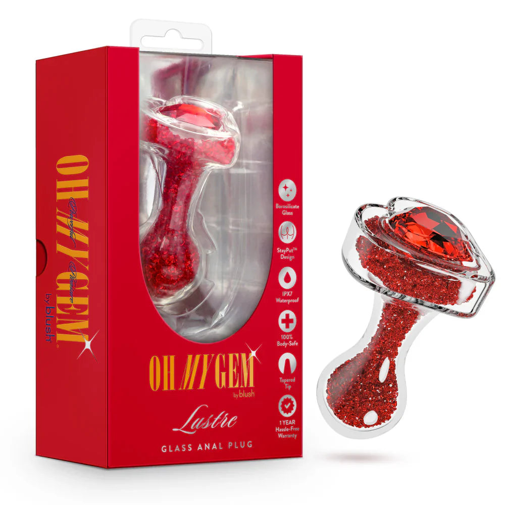 Oh My Gem Lustre Glass Anal Plug Ruby