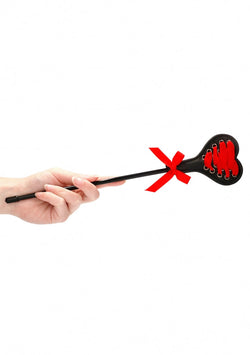 Ouch! Crop Heart Black Red Lace Small