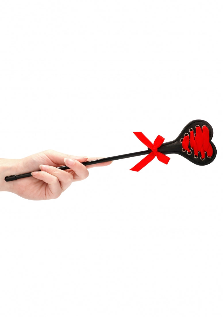 Ouch! Crop Heart Black Red Lace Small