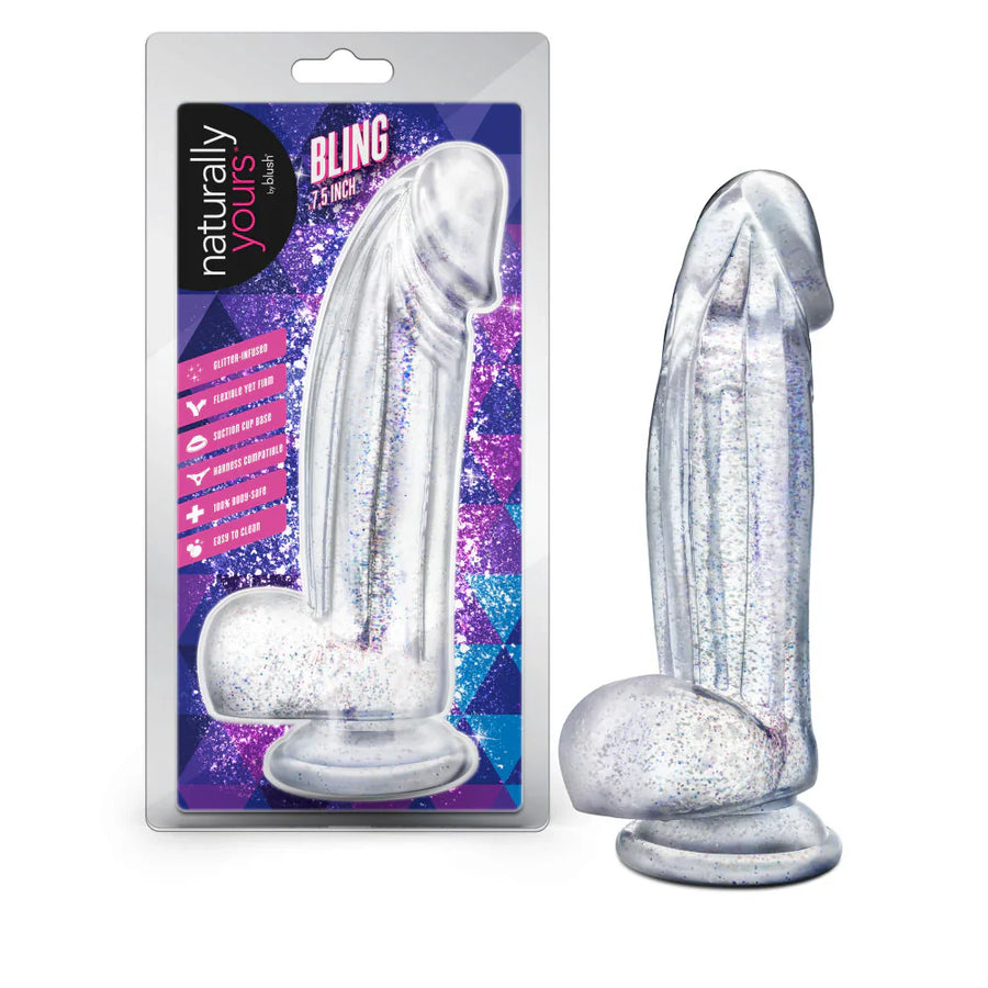 Silver glittery product with packaging labeled 'Naturally Yours' on a white background
