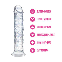 Naturally Yours Glamor Sparkling Dildo Clear 7"