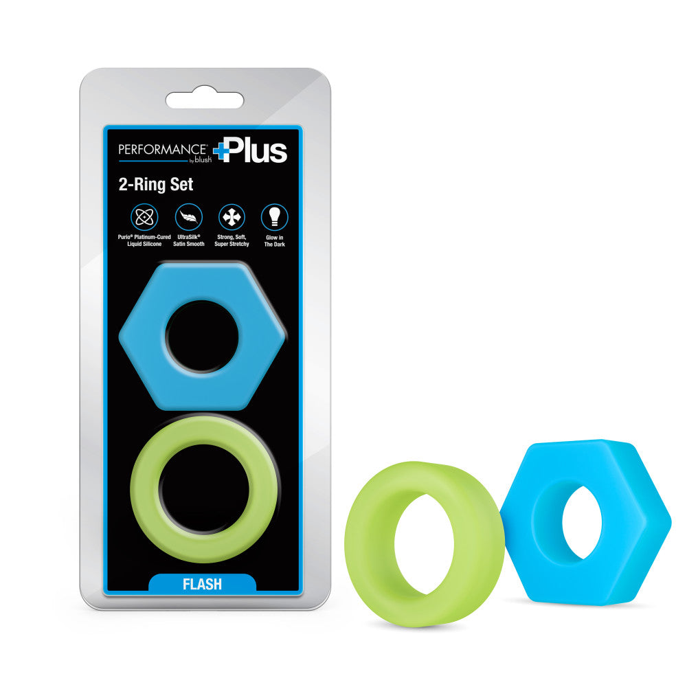 Performance Plus Flash 2 Cock Ring Set Neon