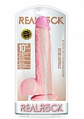 RealRock Straight Realistic Dildo Flesh Color Balls 10"
