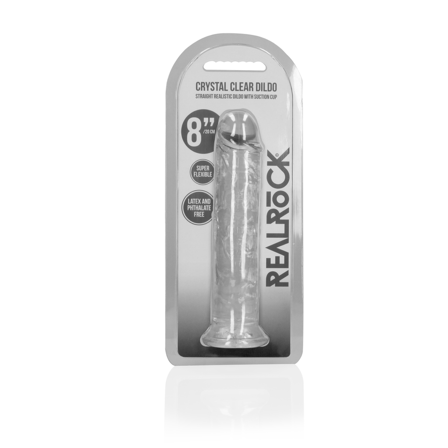 RealRock Crystal Clear Straight Dildo Transparent 8"