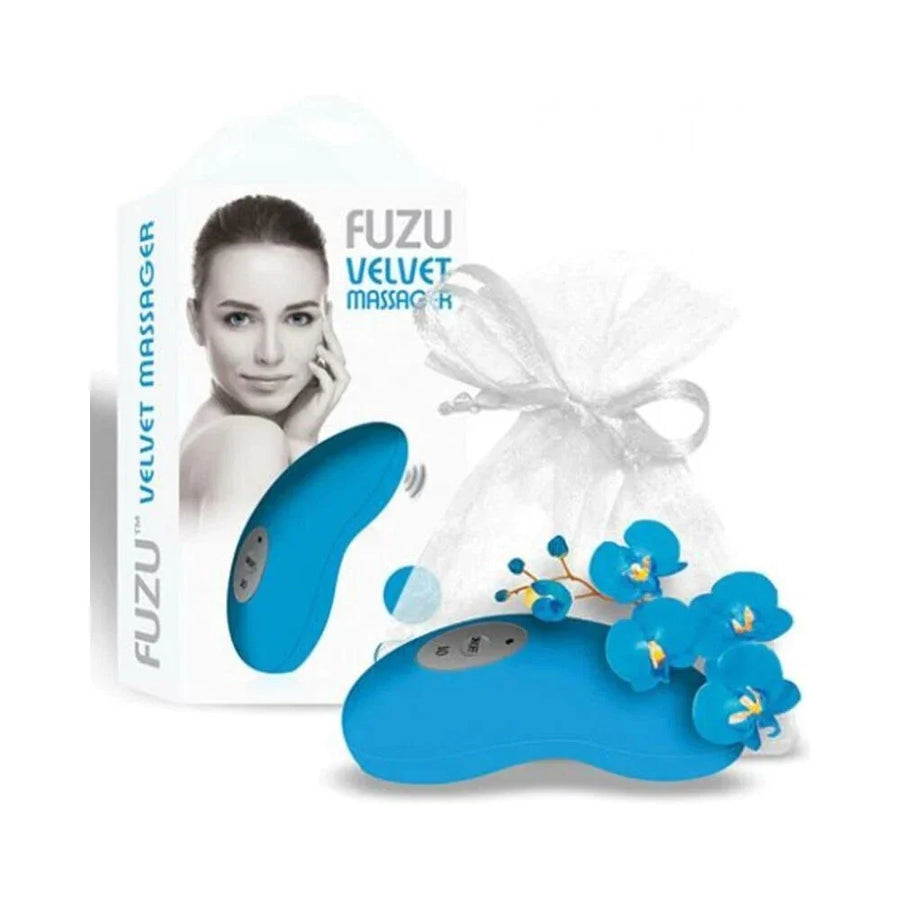 Fuzu Velvet Vibrating Palm Massager Neon Blue