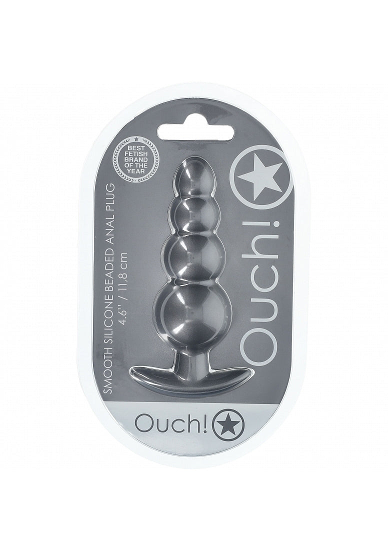 Ouch! Beaded Anal Plug Gun Metal