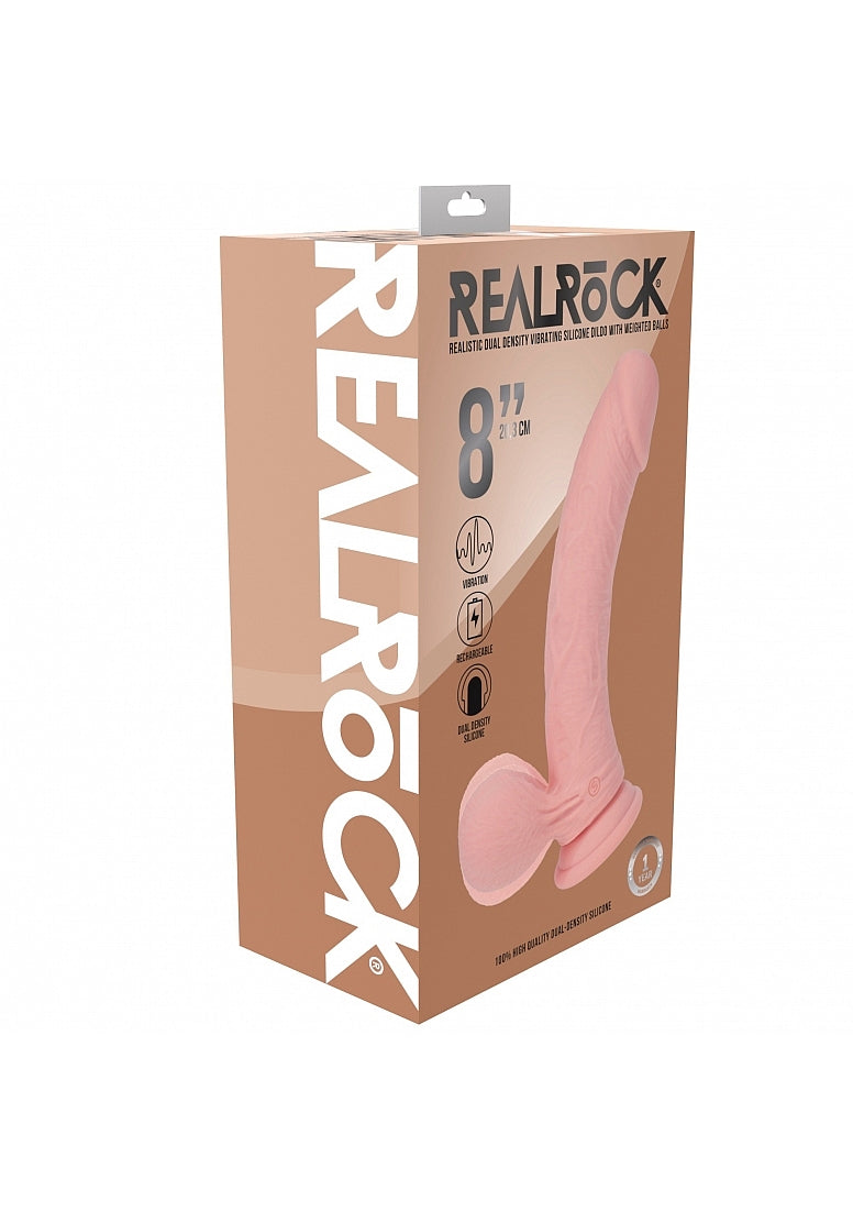Realrock Dual Layer Rechargeable Vibrating Dildo Flesh 8"