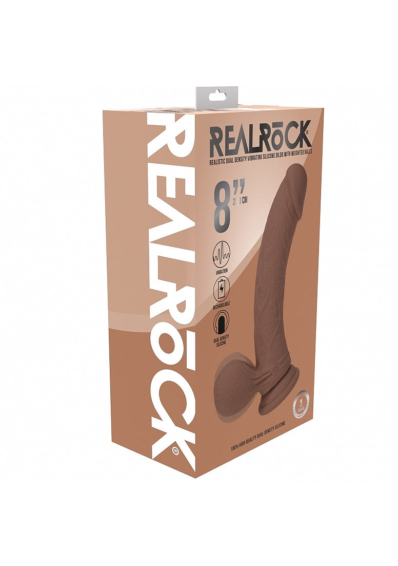 Realrock Dual Layer Vibrating Dildo Warm Tan 8"