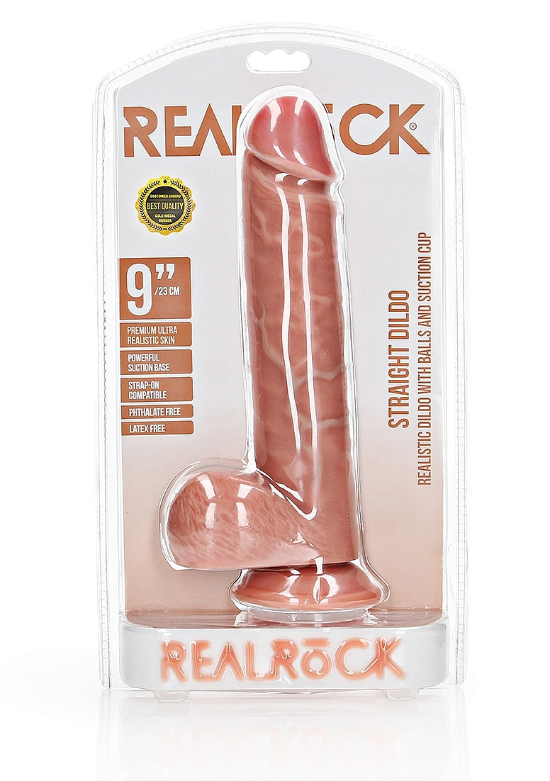RealRock Straight Realistic Dildo With Balls 9"