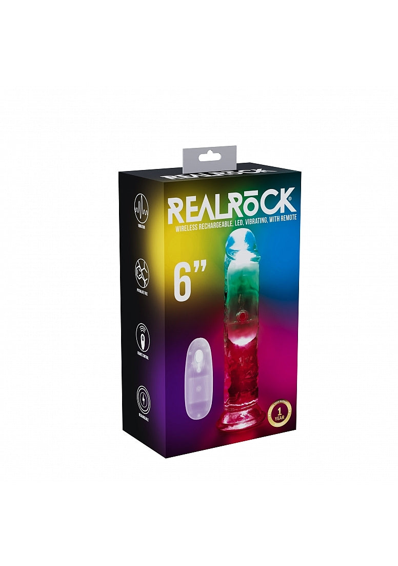RealRock LED Vibrating Dildo No Balls 6"