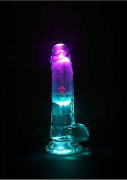 RealRock LED Vibrating Dildo with Balls 6"