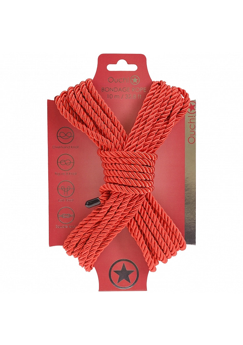 Ouch! Red Nylon Bondage Rope 10m