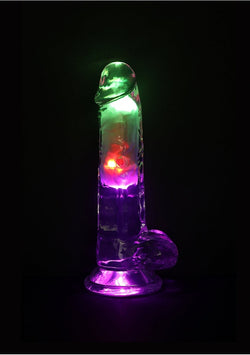 RealRock LED Vibrating Dildo with Balls 7"