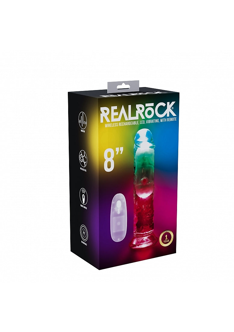RealRock LED Vibrating Dildo No Balls 8"