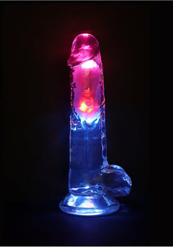 RealRock LED Vibrating Dildo with Balls 8"