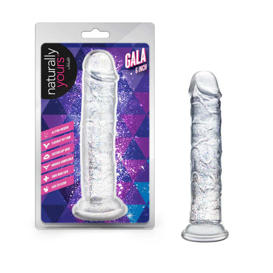 Naturally Yours Gala Sparkling Dildo Clear 6"