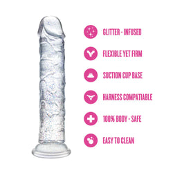 Naturally Yours Gala Sparkling Dildo Clear 6"
