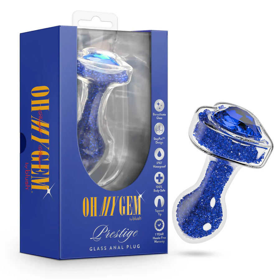 Oh My Gem Prestige Glass Anal Plug Sapphire