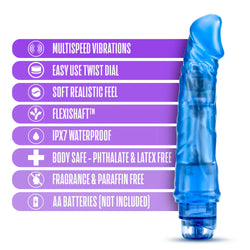 B Yours Vibe 6 Vibrating Dildo Blue 8.5-Inch