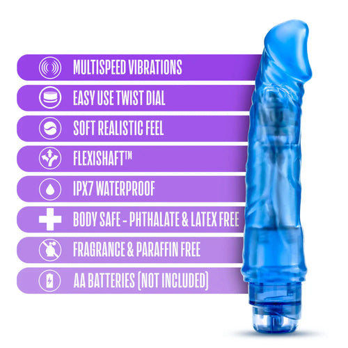 B Yours Vibe 6 Vibrating Dildo Blue 8.5-Inch
