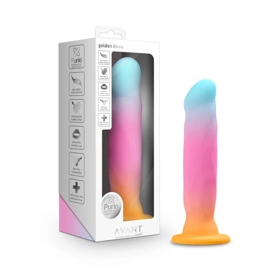 Gradient-colored product with packaging on a white background